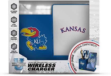 NCAA Unisex Fast Wireless Charging Stand & Desk Organizer – Stylish Multi-Device Charger for Sports Enthusiasts, Efficient Workspace Solution with Built-in Accessory Compartments