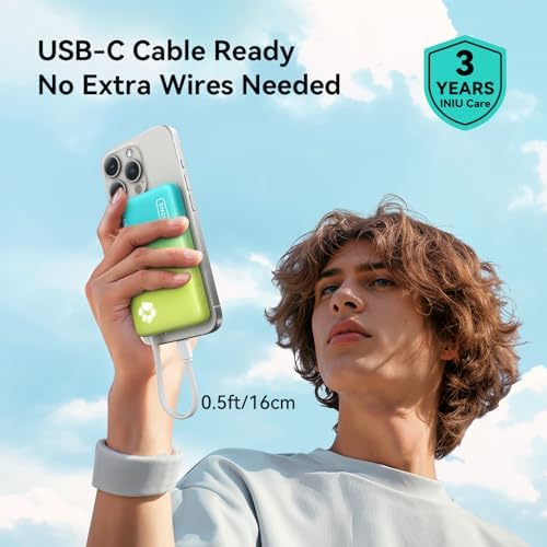 INIU Paw Go 10,000 m Ah Portable Charger – 45 W Fast Charging Power Bank with Built-in USB-C Cable in Vibrant Tropic Punch – Essential Travel Companion for i Phone 16/15 Pro Max & Samsung S25/S24 – Sleek, Lightweight Design for Effortless On-the-Go Power Solutions