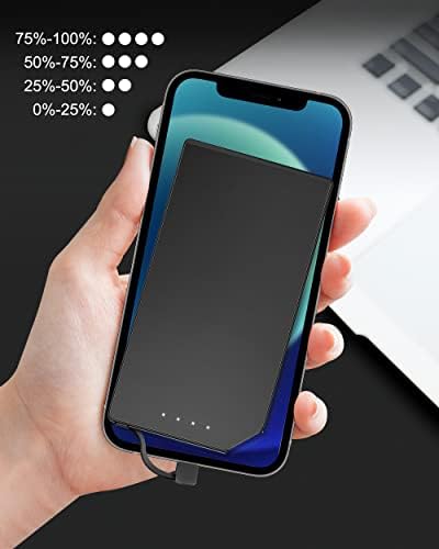 TNTOR Ultra-Thin 5000 m Ah Portable Charger with Built-in Lightning Cable – Lightweight Power Bank for i Phone 14/13/12/11/X/8 – Essential Travel Companion for Fast Charging and Enhanced Device Compatibility