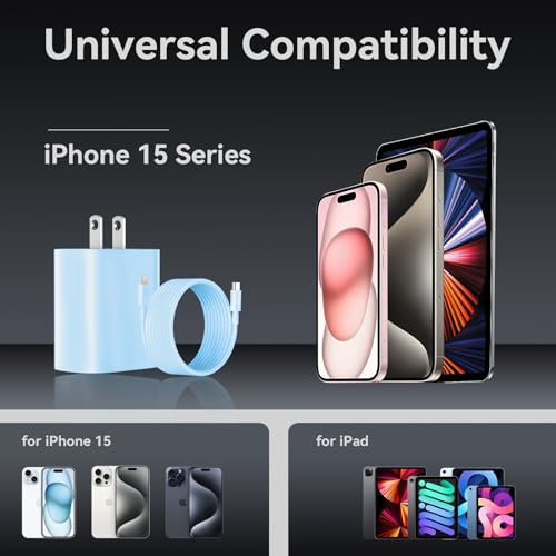 Ultimate i Phone 16 Pro Max Fast Charger with 8 FT USB-C Cable – High-Speed Wall Adapter in Stylish Purple – Compatible with i Phone 15 Series and i Pad Pro – Perfect for Quick Charging on the Go – Enhance Your Charging Experience with Extended Reach and Reliability