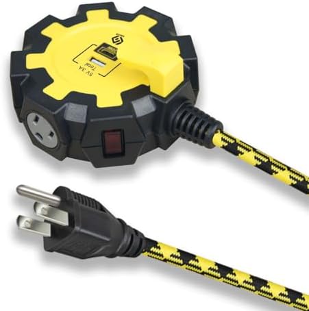 Maximize Your Charging Efficiency with the PD20 W USB-C and USB-A Power Strip – 6 Outlet Surge Protector with 6 FT Braided Cord, 500 Joules of Safety, Built-in 15 A Circuit Breaker, UL Listed, Wall Mountable for Versatile Use in Homes and Workshops