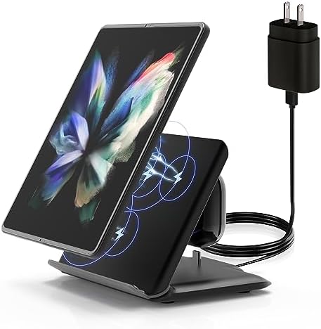 Geyo 2-in-1 Rapid Wireless Charging Station for Samsung Galaxy Z-Fold Series – Versatile Dual Device Charger for Galaxy Buds 3/3 Pro/2/2 Pro/Live with Included PD Adapter – Advanced 3-Coil Technology for Efficient Power Delivery and Sleek Black Finish
