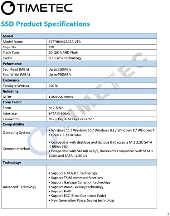 Timetec 256 GB M.2 2280 SATA III SSD – Lightning-Fast 550 MB/s Read Speeds with 3 D NAND Tech – Elevate Your Desktop & Laptop Performance – Ideal Upgrade for Gamers & Creators – Unmatched Reliability & Speed!
