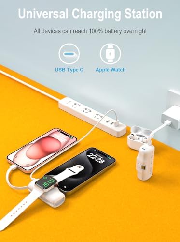 Travel Essentials Dual Mini Power Bank Set – 4500 m Ah Portable Charger for i Phone 14 & Apple Watch – Compact Fast Charging Solution in Sleek Black & White – Ideal Travel Accessory for On-the-Go Tech Users