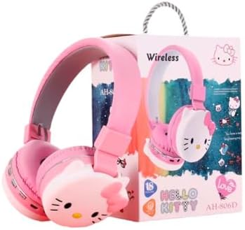Hello Kitty Pink Kids Bluetooth Headphones – Safe Over-Ear Noise-Canceling Design with Built-In Microphone for Young Explorers – Stylish Wireless Audio for Music, Gaming, and Learning