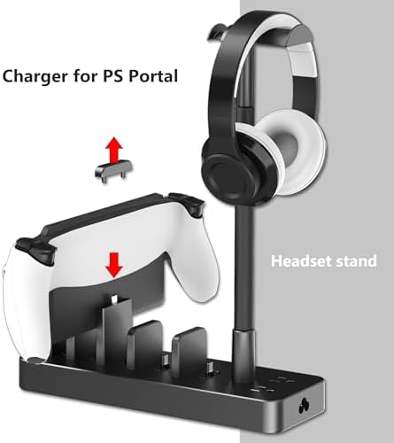 Drevet 6-Port USB-C Fast Charging Station with Dual AC Outlets and Headset Stand – Ultimate Multi-Device Power Hub for Phones, Tablets, and More – Sleek, Compact Design for Home or Office Use – Enhanced Charging Efficiency and Organization Solutions