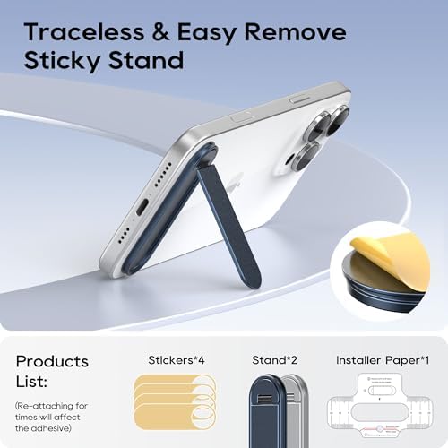 Dual-Angle Adjustable Phone Kickstand – 2 Pack Folding Stand for i Phone & Samsung – Portable, Versatile Hands-Free Holder for Optimal Viewing – Durable Black Design for All Smartphones – Perfect for Video Calls, Streaming & Reading