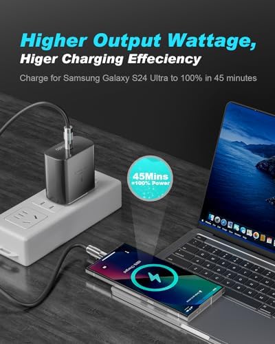 Dual Pack 45 W USB-C Charger Block with 3.3 FT Fast Charging Cables – Ultimate Universal Compatibility for i Phone 15/16 and Samsung Galaxy S24/S23/S22 Ultra/Note 20 – Rapid Power Delivery and Enhanced Portability for Home, Office, and Travel – Durable Charging Solution for All Devices