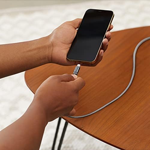 Experience Ultimate Charging Efficiency with the Amazon Basics 6-Foot USB-A to Lightning Charger Cable – MFi Certified, Durable Nylon Braided Design for Fast Power Delivery to Apple i Phone 14, 13, 12, 11, X, Xs Pro, Pro Max, Plus, i Pad – Stylish Dark Gray Finish for Enhanced Compatibility