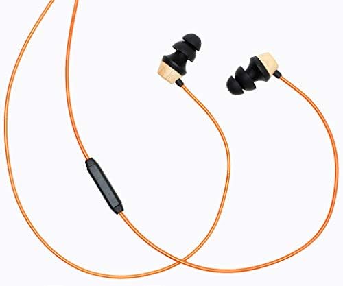Symphonized ALN 2.0 Premium Genuine Wood Earbuds – Metallic Orange Noise-Isolating In-Ear Headphones with Tangle-Free Cable & Built-in Microphone for Enhanced Audio Compatibility and Immersive Sound Experience