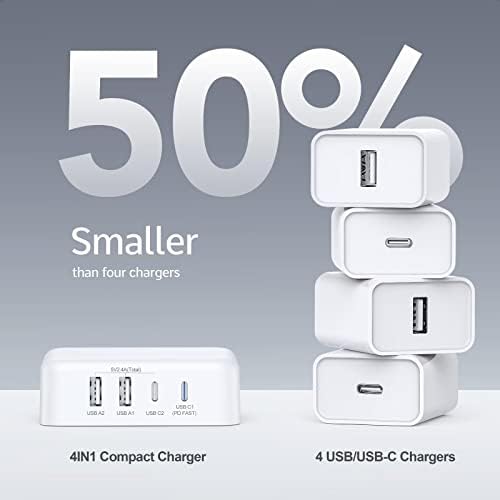 Ultimate 125 W USB-C Multi-Device Charging Station: 6-Port Fast Charger with Ga N Technology for i Phone, i Pad, Apple Watch, Galaxy S23 & More – Compact Power Hub for Home & Office Efficiency