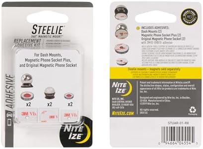 Nite Ize Steelie Universal Adhesive Replacement Kit – Premium 3-Pack for Effortless Magnetic Phone Mounting – Secure Adhesives for Cars, Homes, and Offices – Enhanced Dash Compatibility for Phones and Devices – Quick Installation for On-the-Go Convenience – Reliable Adhesive Solutions for Seamless Connectivity