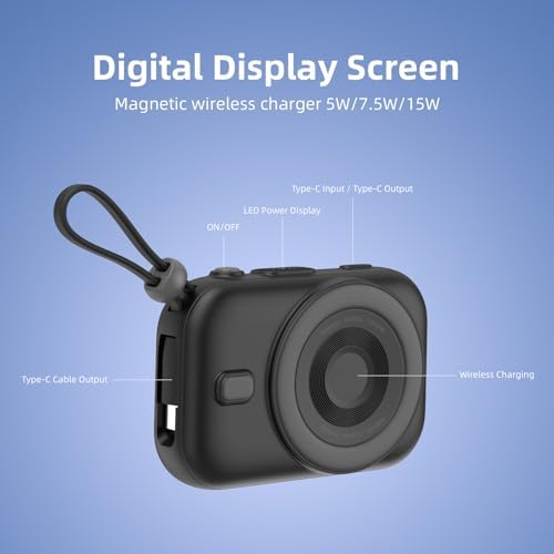 Magnetic Power Bank 10000 m Ah for i Phone – Fast Charging Wireless Charger with LED Display & Type-C Cable – 22.5 W PD Compatible Battery Pack for i Phone 16/15/14/13/12 Series – Sleek, Portable Design for Effortless On-the-Go Charging