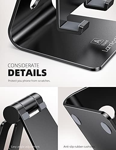 Lamicall Ergonomic Adjustable Smartphone Stand – Versatile Hands-Free Dock for i Phone 16, 15, 14, Plus, Pro Max, 13, 12, X, XS & All Android Phones (4-8″) – Sleek Black Finish with Anti-Slip Grip for Enhanced Efficiency and Comfort at Home or Office – Optimize Your Workspace with Customizable Viewing Angles and Superior Stability