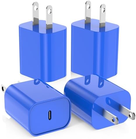 Ultra-Fast 20 W USB C Charger Block – 4 Pack for i Phone 16/15 & Multi-Device Compatibility – Compact Power Adapter for Apple, Samsung, Google – Essential Travel Charging Solution with Enhanced Durability and Safety Features