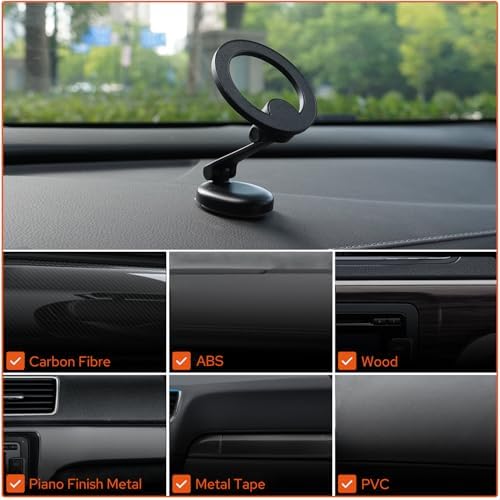 Mag Safe-Compatible Folding Magnetic Phone Holder for Car Dashboard – 360° Rotating Mount with Strong Magnet Grip for Safe and Convenient Hands-Free Use, Ideal for Navigation and Calls, Space-Saving Design Perfect for All Smartphone Models