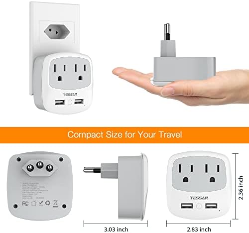 Ultimate TESSAN Type G UK Travel Plug Adapter with Dual USB Fast Charger Ports – Compact US to UK Power Converter for Effortless Global Connectivity in Scotland, London, Ireland, Kenya, Dubai & Qatar