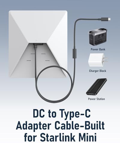 Starlink Mini USB C to DC Waterproof Extension Cable – 18 CM Power Converter Adapter for Enhanced Connectivity, Compatible with 65 W Power Banks and Charger Blocks, Ideal Replacement Accessory for Starlink Mini, Reliable Outdoor Use, Fast Charging Efficiency