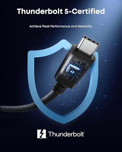 Anker Prime Thunderbolt 5 Cable – 1.7 FT USB-C to USB-C – 240 W Rapid Charging & 80 Gbps Data Transfer – Supports 8 K/4 K Displays & 120 Gbps Bandwidth – Thunderbolt 5 Certified for Ultimate Device Compatibility – Ideal for i Phone 16, Mac Book & More