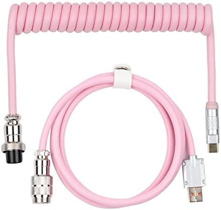 Transform Your Gaming Experience with the EPOMAKER Mix 1.8 m Coiled USB C to USB A TPU Keyboard Cable – Detachable Metal Aviator for Ultimate Customization, Sleek White Design for Enhanced Aesthetics, and Superior Performance for Mechanical Gaming Keyboards