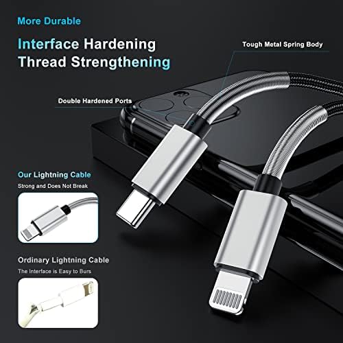 10-Foot Apple MFi Certified USB C to Lightning Charging Cable – Dual Pack High-Speed i Phone Charger for 14/13/12 Series and i Pad – Durable Long Charging Cord for Ultimate Convenience and Flexibility