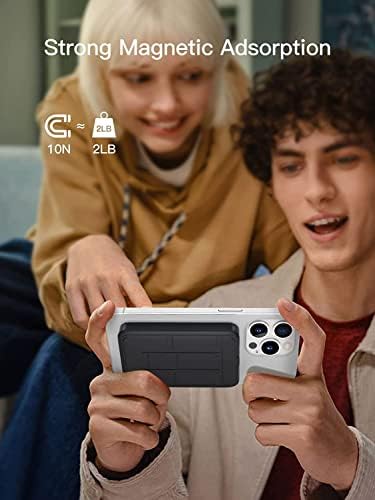 Magnetic Wireless Portable Charger – 10,000 m Ah Mag-Safe Battery Pack with 15 W Rapid Charging & PD 22 W USB-C Power Bank, Foldable Stand for i Phone 16/15/14/13/12 Pro Max Plus Mini – Sleek Black Design for Ultimate On-the-Go Convenience