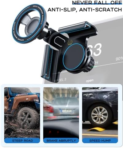Magnetic Tesla Phone Mount for Mag Safe – Premium Holder for Model 3 & Model Y | Universal Smartphone Compatibility | 360° Rotation for Effortless Access | Easy Installation & Enhanced Driving Safety | Sleek Design for Modern Tesla Aesthetics