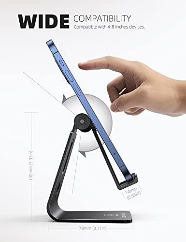 Lamicall Ergonomic Adjustable Smartphone Stand – Versatile Hands-Free Dock for i Phone 16, 15, 14, Plus, Pro Max, 13, 12, X, XS & All Android Phones (4-8″) – Sleek Black Finish with Anti-Slip Grip for Enhanced Efficiency and Comfort at Home or Office – Optimize Your Workspace with Customizable Viewing Angles and Superior Stability