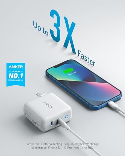 Anker Power Port III Duo 40 W USB-C Fast Charger – Dual-Port, Foldable Travel Charger with Power IQ 3.0 for i Phone 15 Series, Galaxy, Pixel, i Pad & More – Optimal Charging Speed & Enhanced Device Compatibility