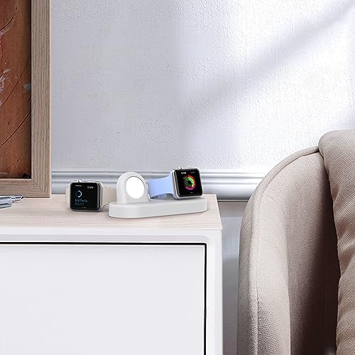 Delidigi Premium Dual Charger Stand for Apple Watch: Fast, Stylish, and Compatible with All Series (Ultra 2, SE, 1-10) – High-Quality Silicone Dock for Simultaneous Charging of Two Smartwatches, Perfect for Home or Travel Use