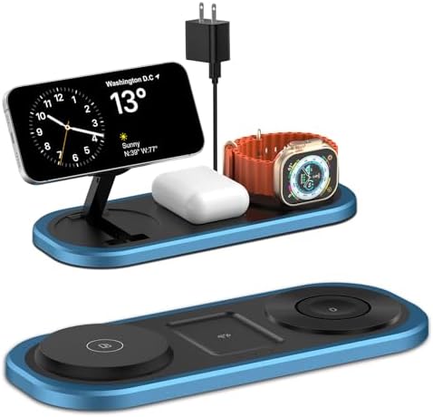 Ultimate 3-in-1 Wireless Charging Station for Apple Devices – Foldable & Portable Charger for i Phone 16/15/14/13/12 Series, Apple Watch Ultra/SE/6/5/4/3/2/1, and Air Pods Pro/2/3/4 – Fast, Efficient, and Travel-Friendly Design for Seamless Power Solutions