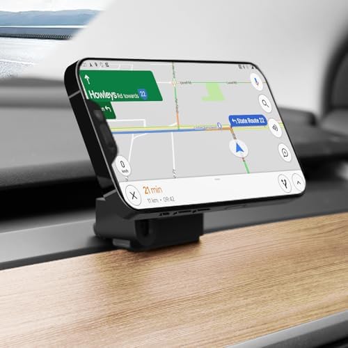 15 W Wireless Fast Charging Magnetic Phone Mount for Tesla Model Y & Model 3 – Ultimate Holder for i Phone 12-16 & Android Devices, Includes 5 ft USB-C Cable, Perfect for Safe Navigation and Hands-Free Use – Modern Tesla Accessory