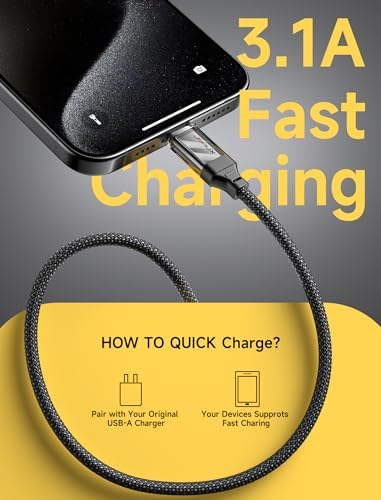 JSAUX 10 ft USB C Cable 2-Pack – High-Speed Charging & Data Transfer for i Phone 16 Series, Samsung Galaxy S20/S10/S9 & Note 20 – Durable Nylon Braided Design for Ultimate Reliability – Perfect for Home, Office & On-the-Go Use – Enhanced Compatibility with USB 3.1 Technology – Sleek Black Finish for Professional Aesthetics