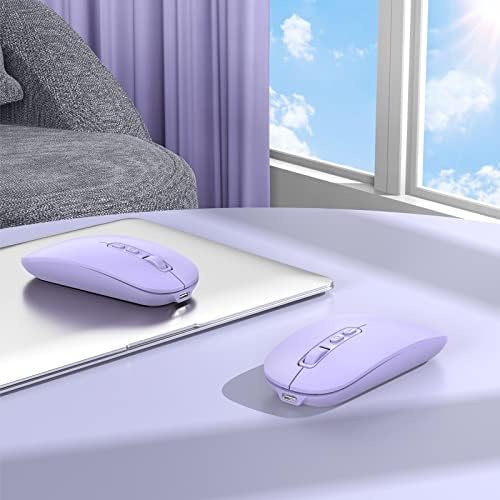 Sleek Purple Bluetooth Wireless Mouse – Rechargeable Tri-Mode Multi-Device Companion for Laptops, Mac Books, i Pads & More – Silent Operation for Focused Workspaces – Lightweight Ergonomic Design for Ultimate Portability