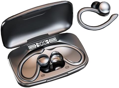 Elevate Your Audio Experience with Bluetooth 5.1 Sports Earbuds – Ergonomic Earhook Design for Secure Comfort, Immersive HD Sound for Gaming and Workouts, Sweatproof Durability for Active Lifestyles (Black)