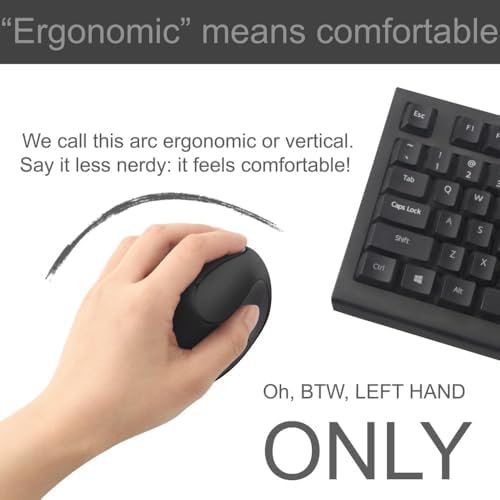Ergonomic White Left-Handed Wireless Mouse – Urby Vertical Design for Gaming & Everyday Use, Compatible with Windows and mac OS, Upgraded Speed for 2024, Rechargeable Battery Included, Ideal Compact Mouse for Small Hands