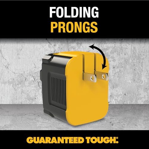 DEWALT 49.5 W Heavy-Duty USB-C and Dual USB Wall Charger Block – Compact Fast Charging Adapter for i Phone 16/15/14, Galaxy, Pixel 4/3 & i Pad – Durable Foldable Design for Ultimate Portability and Versatile Device Compatibility