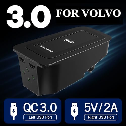 Ultimate Wireless Car Charger for Volvo XC90 XC60 V90 V60 S90 S60 | Fast Qi Charging Pad with QC 3.0 USB Port – Sleek Design, Easy Installation & Enhanced Compatibility for a Tangle-Free Experience