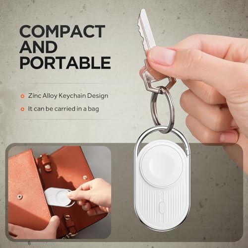 Effortless Power on the Go: Yo Few Wireless Magnetic Portable Charger for Apple Watch – 1200 m Ah Travel Keychain Power Bank Compatible with Series 9/8/7/6/5/4/3/2/SE/Ultra – Fast Charging Convenience in Compact Design