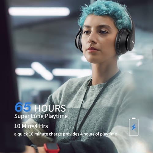 Revolutionize Your Audio Experience with Uliptz Bluetooth 5.3 Over-Ear Headphones – 65-Hour Playtime and Customizable Hi-Fi Sound for Every Mood – Ultra-Lightweight, Travel-Ready Design for Office, Home, and On-the-Go Listening – Immerse in Superior Comfort and Crystal-Clear Calls