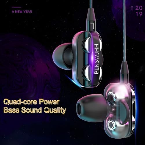 Premium Wired Earphones with Microphone for Active Lifestyles – Noise Cancelling In-Ear Headphones with Deep Bass Stereo Sound for Workouts, Gaming, and Clear Calls (Black) – Versatile Compatibility and Ergonomic Comfort