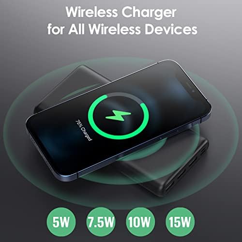 Ultra-High Capacity Wireless Portable Power Bank – 33,800 m Ah with 15 W Fast Wireless Charging & 25 W PD QC 4.0 – Versatile Dual Input & 5 Output Ports – Ideal for i Phone 16/15/14/13/12 & Android Devices – Essential Travel Companion with Enhanced Speed and Durability