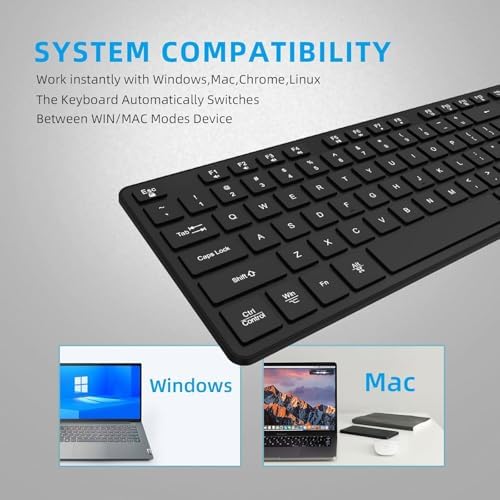 Experience Ultimate Comfort with the BFRIENDit Ultra-Quiet Wireless Keyboard – Sleek 2.4 GHz Connection for Mac & Windows, Slim Chocolate Key Design for Effortless Typing and Enhanced Productivity, Perfect for Home, Office, and Smart TV Use – Effortless Connectivity Meets Stylish Functionality