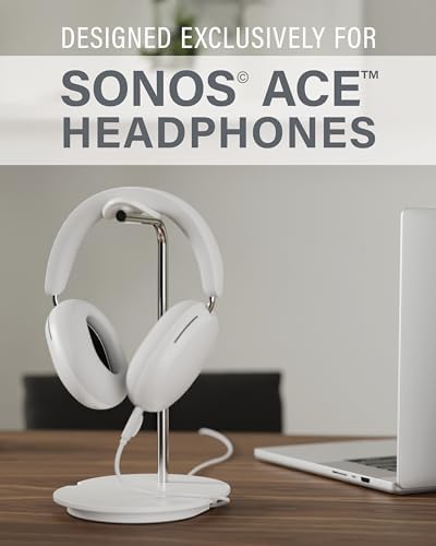 Sanus Sonos Ace Premium Headphone Stand – Stylish Silicone Cradle with Innovative Cable Management & Magnetic Charging Clip – Effortless Assembly for Over-Ear Headphone Protection – Sleek Black Design Enhancing Your Audio Space & Compatible with Multiple Models