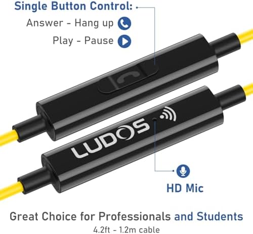 LUDOS Clamor Wired Earbuds – Premium Noise-Isolating In-Ear Headphones with Memory Foam Tips, Built-in Microphone, 5-Year Warranty – Perfect for i Phone and Samsung Users, Ideal for Students and Small Ears in Stylish Pink – Ultimate Sound Quality and Comfort for Everyday Use
