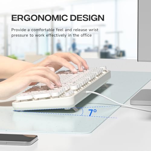 Experience Ultimate Clarity with the Large Print Wired Office Keyboard – 104 Full-Sized Typewriter Keys for Enhanced Visibility, Ergonomic Design, and Instant USB Plug & Play Compatibility for Windows and PCs – Perfect for Home and Office Use