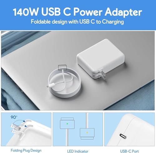 Ultra-Fast 96 W Mac Book Pro Charger with 6.6 ft Magnetic USB-C Cable – Compatible with 2021-2025 Mac Book Pro 14″/16″ & Mac Book Air 13″/15″ Models – Magnetic Connection for Secure Charging & Armor-Weave Durability – Lightning Speed Power Boost for M1/M2/M3/M4 Chipsets – 365-Day Warranty for Peace of Mind