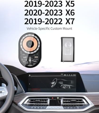 BMW X5 X6 X7 Premium Wireless Charging Phone Holder – Advanced 360° Rotating Mount for Effortless Navigation and Seamless Connectivity (2019-2023 Models) – Stylish Auto Accessory with Mag Safe Compatibility, Tool-Free Installation for Ultimate Convenience and Enhanced Driving Experience