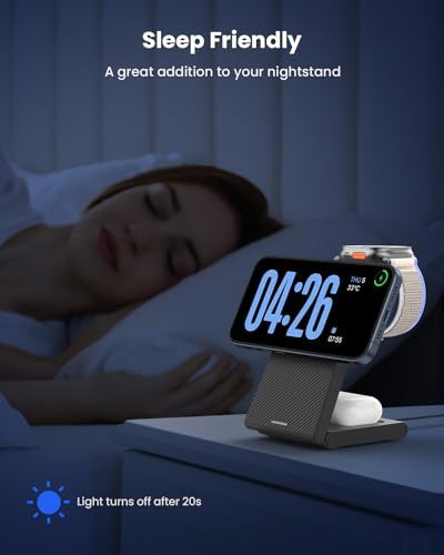 CIYOYO 3-in-1 Fast Wireless Charging Dock – Streamlined Power Hub for i Phone 16/15/14/13/12/SE, Apple Watch Series 9/8/7/6/SE/5/4, and Air Pods Pro/3/2 – Maximize Charging Efficiency with Innovative Safety Features and Sleek Aesthetic Design for Modern Living