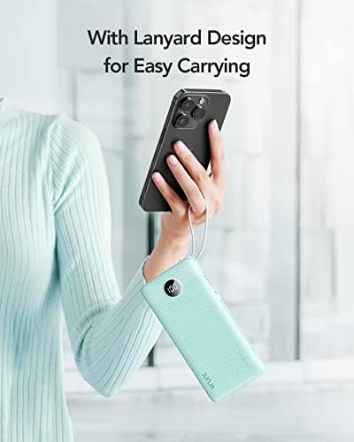 VRURC 10000 m Ah Portable Power Bank with Integrated Cables and LED Battery Indicator – Slim, Lightweight Travel Charger with Dual Input and Five Outputs for Effortless Device Charging – Ideal for Smartphones and Tech Gadgets – Stylish Blue Design (1 Pack) – Ultimate Convenience and Compatibility